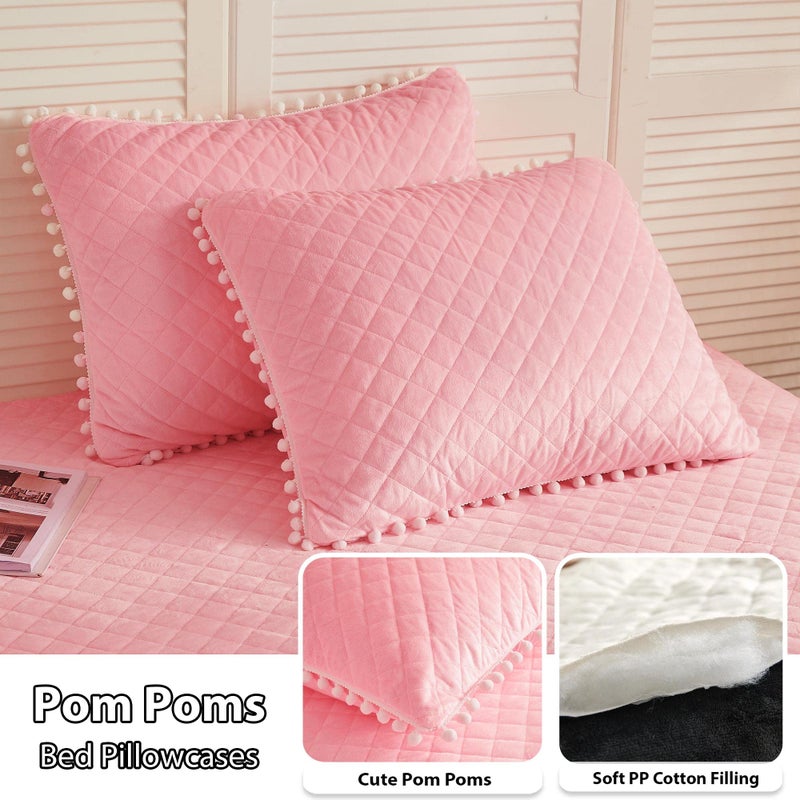 LIFEREVO Luxury Plush Shaggy Duvet Cover Set, Soft Velvet Fluffy Furry Duvet Cover Set(1 Faux Fur Fuzzy Comforter Cover + 2 Pom Poms Pillowcases) Solid Bedding Set, Zipper Closure(Full/Queen, Pink) - Image 2
